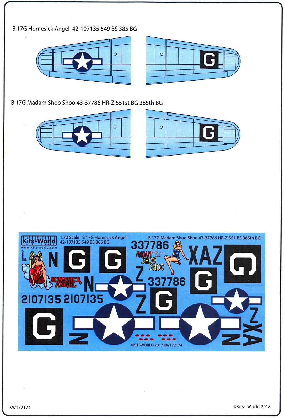 Kits World Decals 1/72 LATE WAR B17G HEAVIES OVER THE REICH Homesick Angel eBay